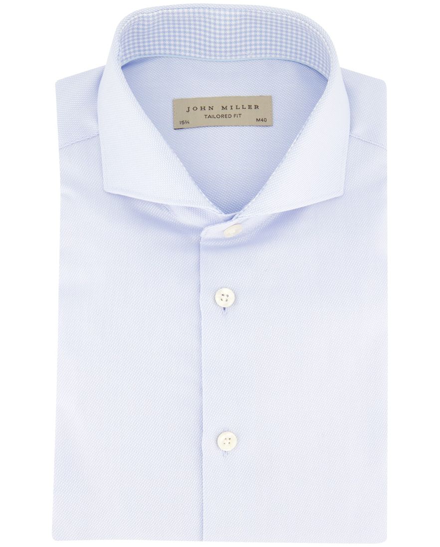 John Miller overhemd tailored fit lichtblauw gestreept