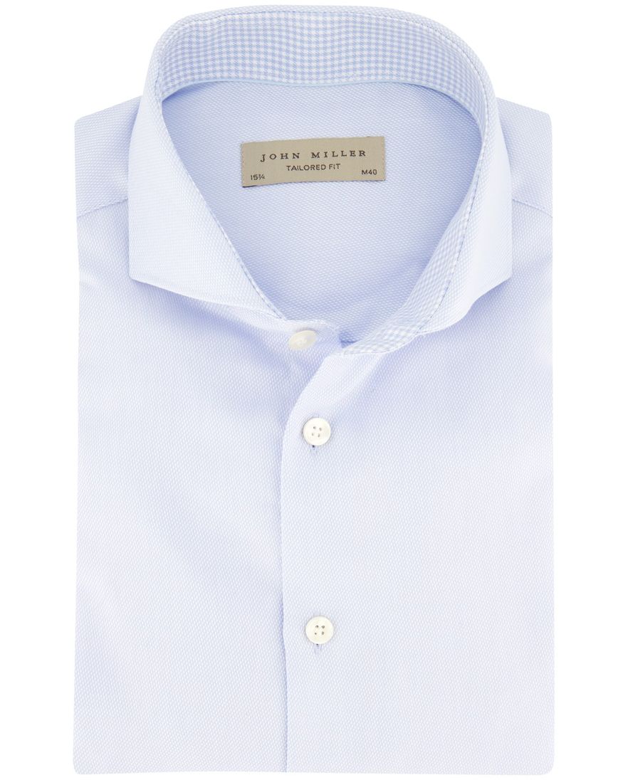 John Miller overhemd tailored fit lichtblauw gestreept