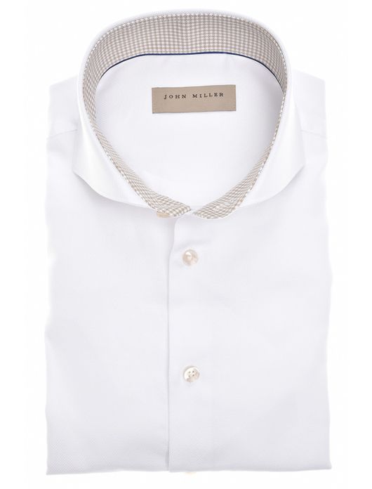John Miller overhemd spierwit cutaway strijkvrij