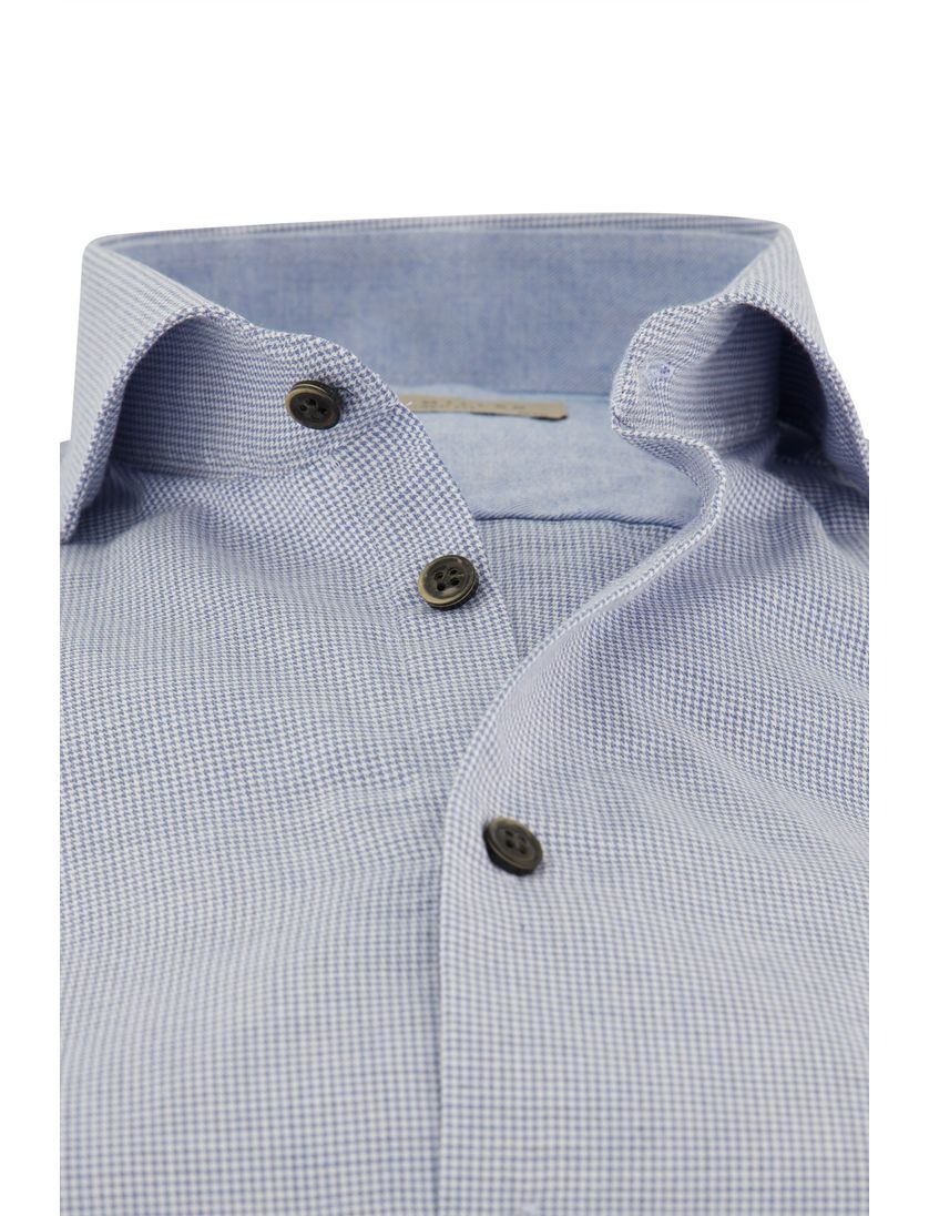 John Miller zakelijk overhemd blauw geruit katoen Tailored Fit