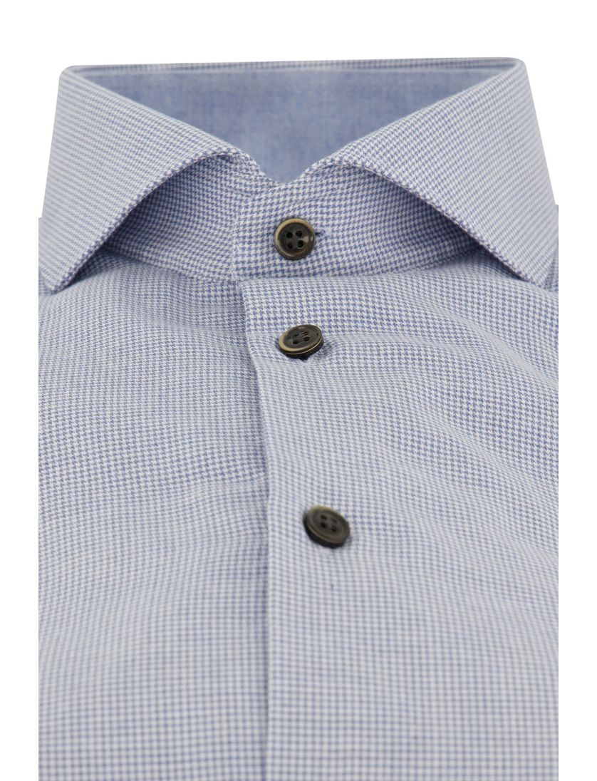 John Miller zakelijk overhemd blauw geruit katoen Tailored Fit