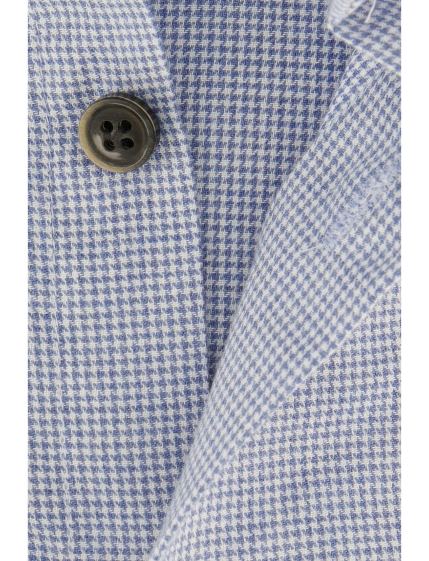 John Miller zakelijk overhemd blauw geruit katoen Tailored Fit