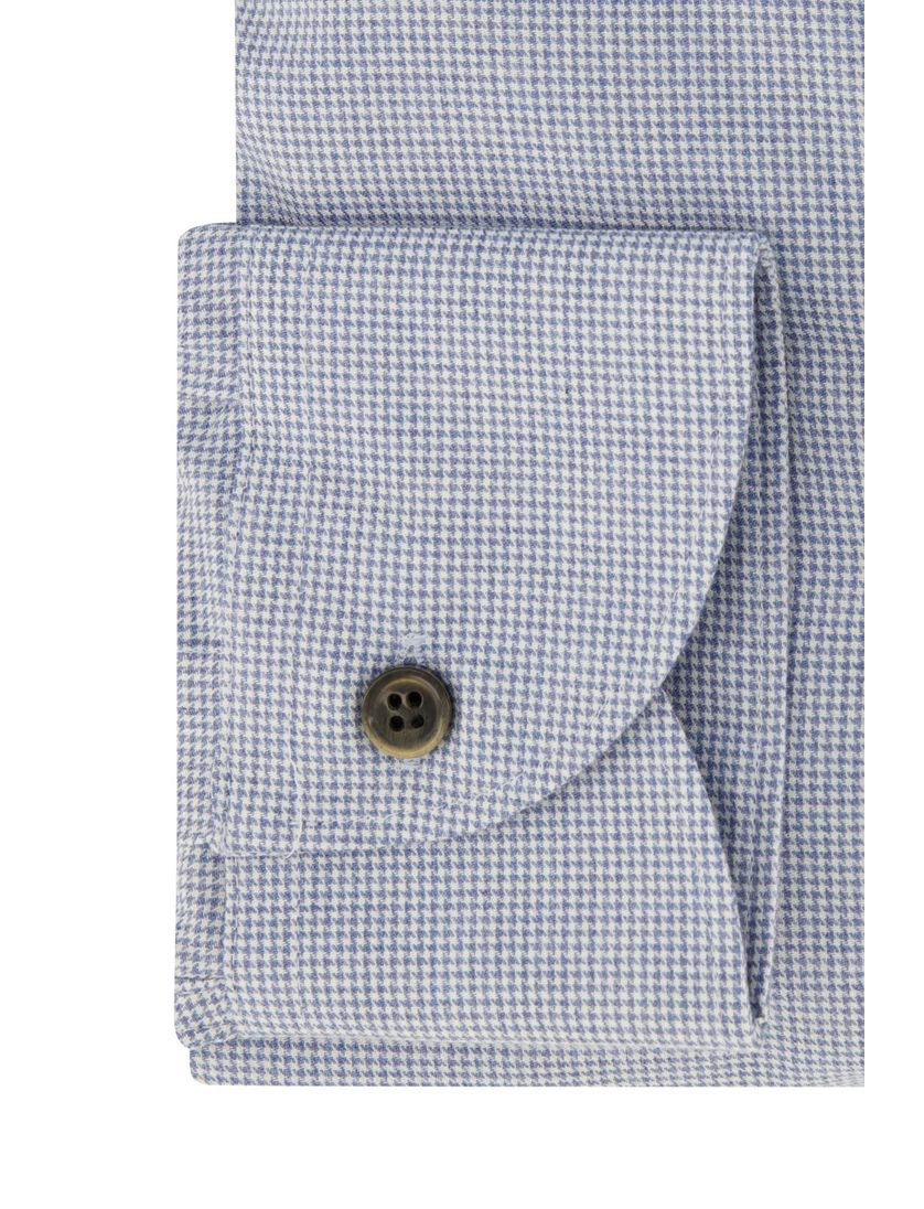 John Miller zakelijk overhemd blauw geruit katoen Tailored Fit