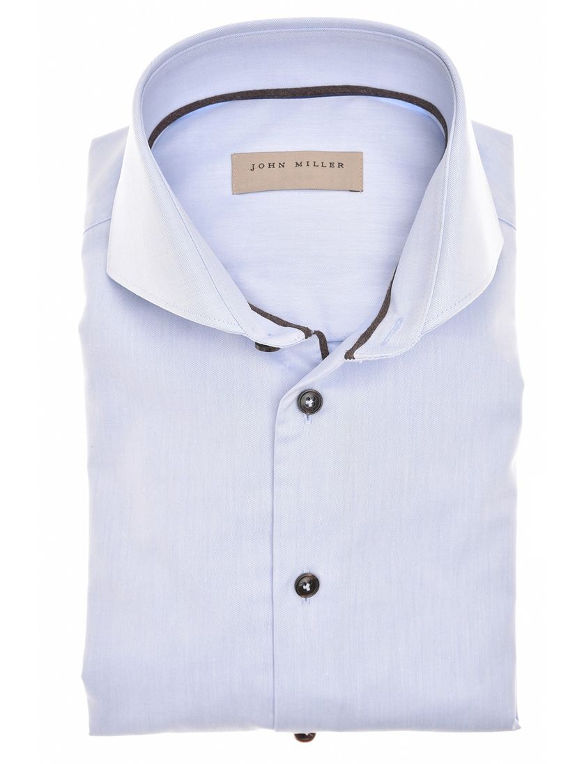 katoenen John Miller overhemd lichtblauw strijkvrij normale fit