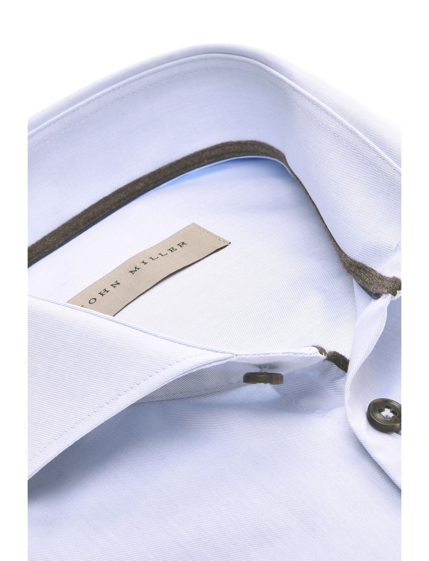 katoenen John Miller overhemd lichtblauw strijkvrij normale fit