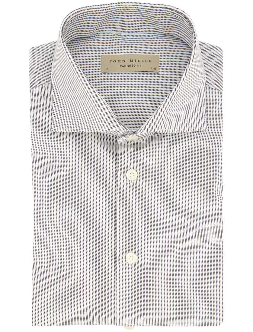 John Miller business overhemd Tailored Fit New wit gestreept katoen normale fit