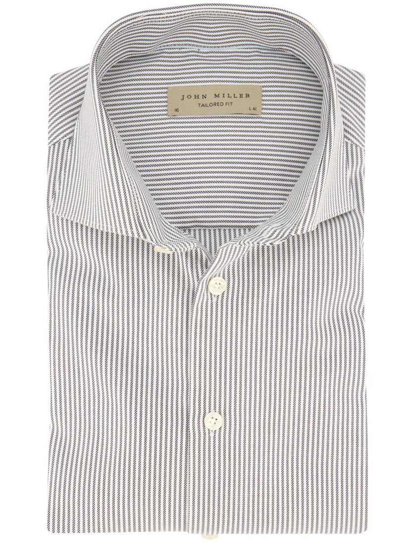 John Miller business overhemd Tailored Fit New wit gestreept katoen normale fit