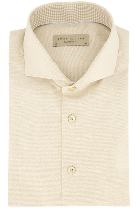 John Miller overhemd normale fit beige effen