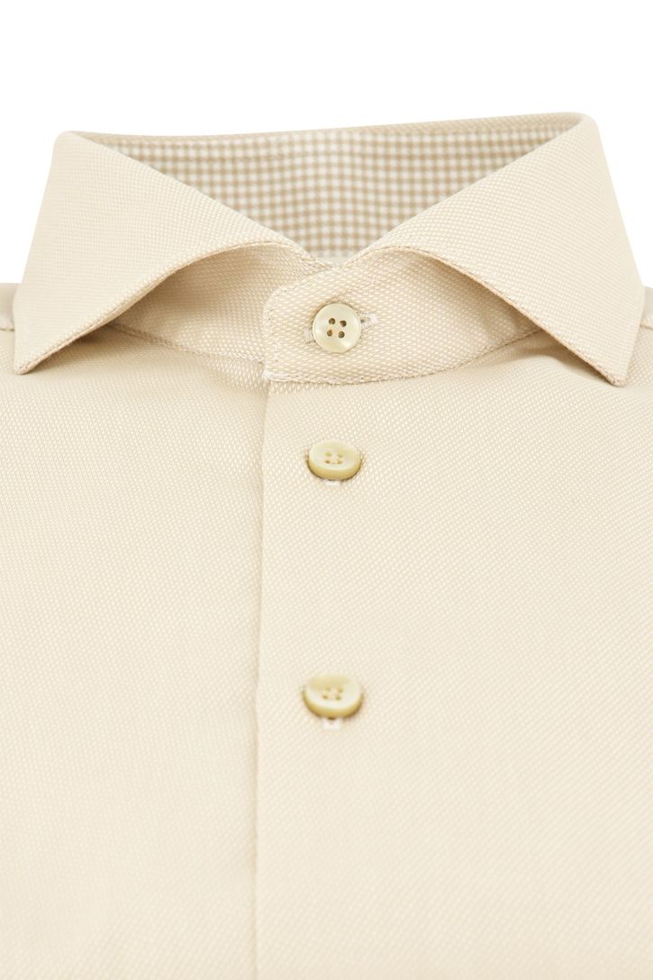 John Miller overhemd beige effen katoen normale fit