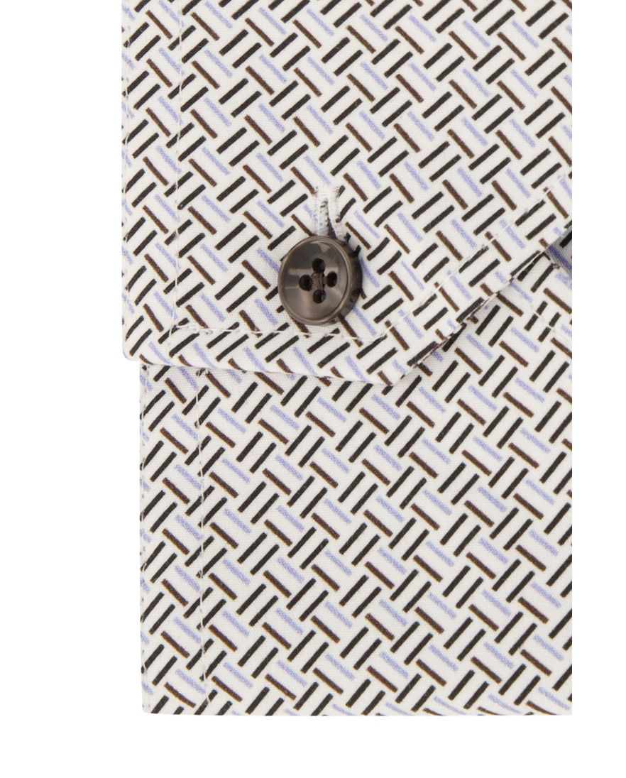 Spierwit geprint Ledub Modern Fit overhemd borstzak
