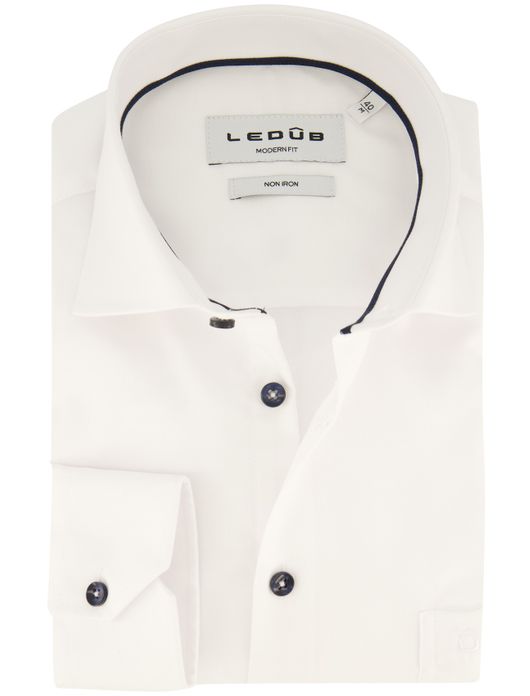Ledub overhemd spierwit strijkvrij