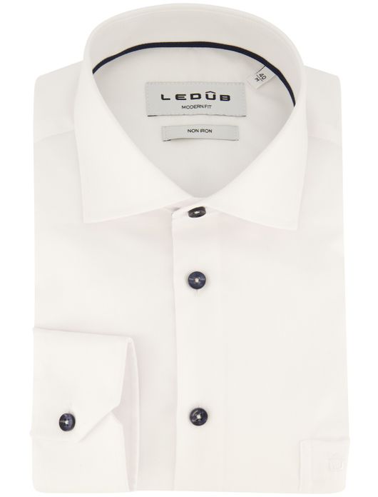 Ledub overhemd spierwit strijkvrij