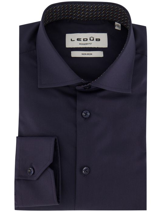 Ledub overhemd donkerblauw strijkvrij