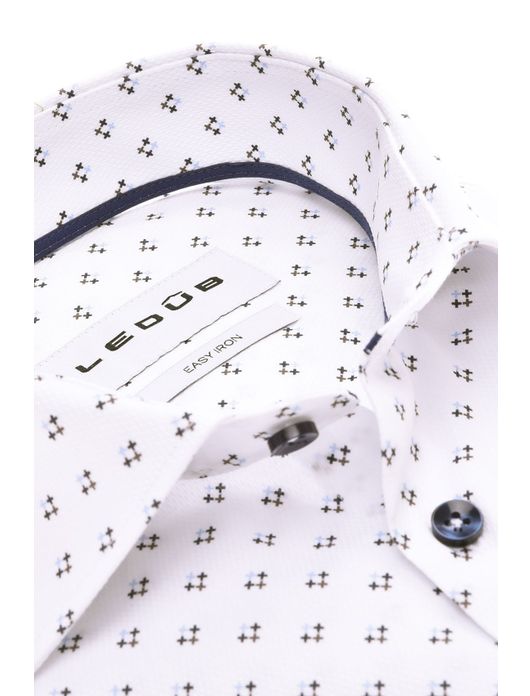 business overhemd Ledub Modern Fit New wit geprint katoen normale fit