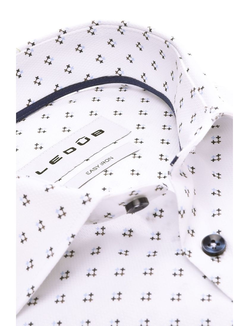 Ledub business overhemd Modern Fit New wit geprint katoen normale fit
