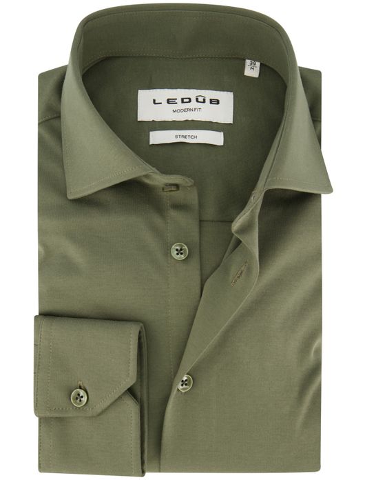 business overhemd Ledub Modern Fit New groen effen katoen normale fit