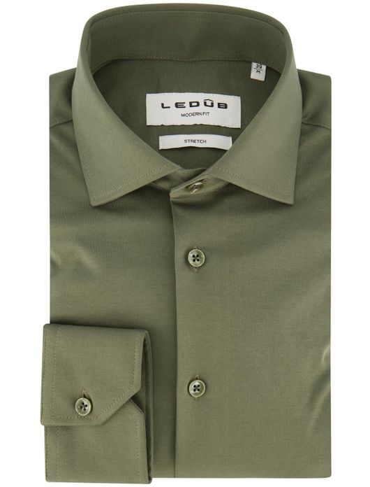business overhemd Ledub Modern Fit New groen effen katoen normale fit