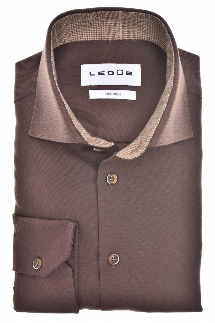 Ledub overhemd bruin non iron Modern Fit