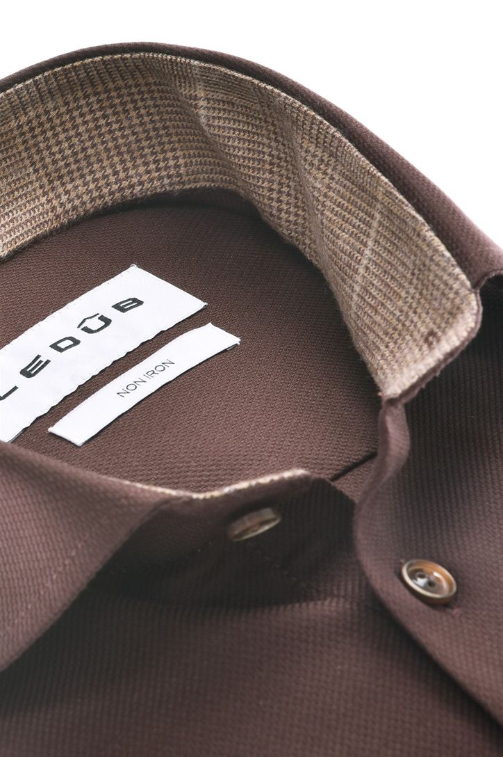 Ledub overhemd bruin non iron Modern Fit