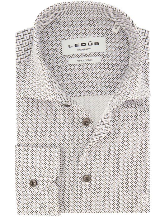 overhemd mouwlengte 7 Ledub Modern Fit New wit geprint