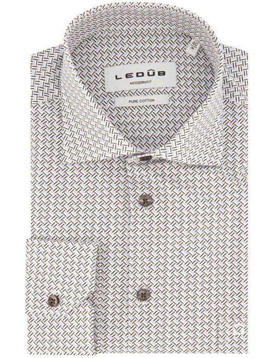 overhemd mouwlengte 7 Ledub Modern Fit New wit geprint