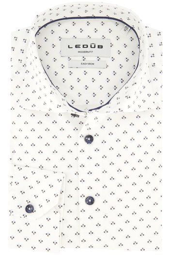 Ledub Ledub overhemd wit mouwlengte 7 Normale Fit
