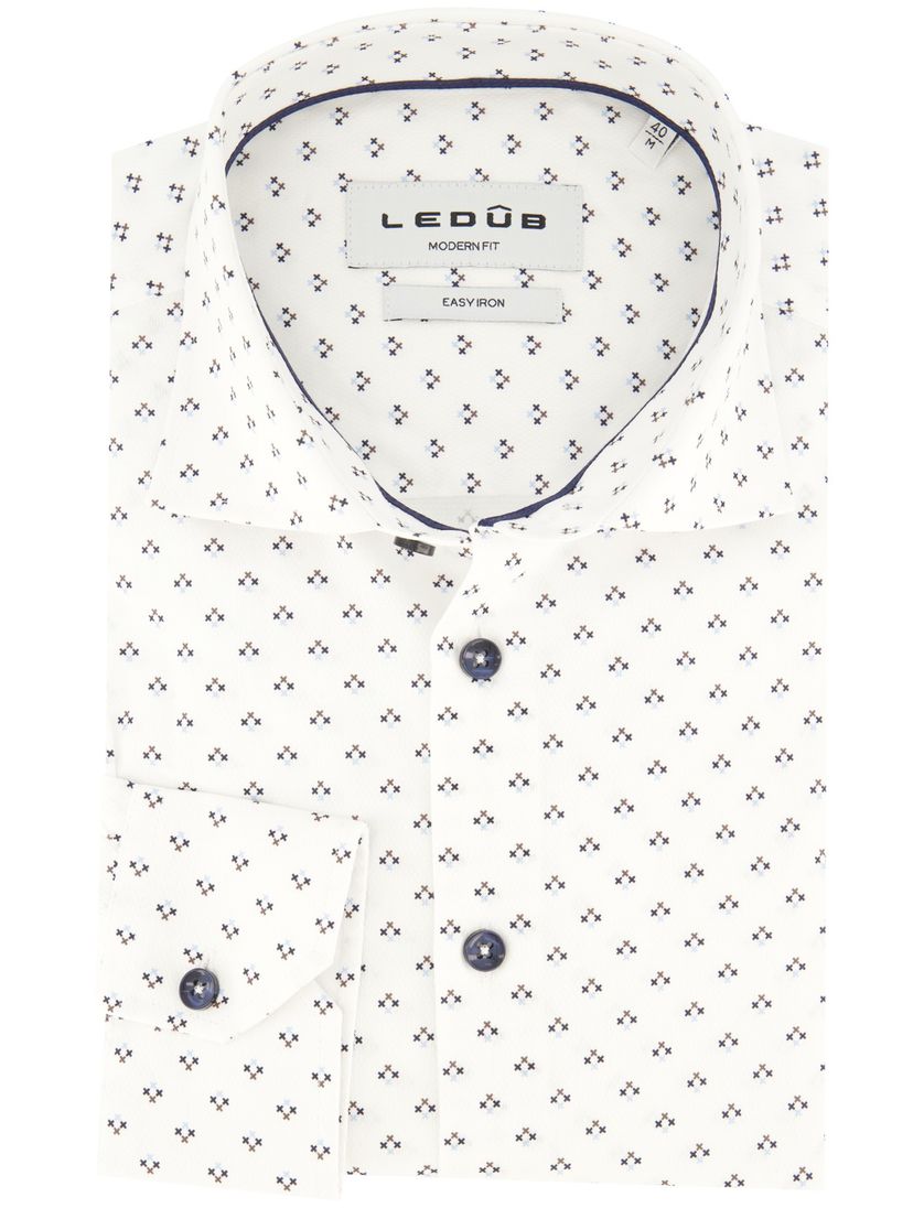 Mouwlengte 7 Ledub overhemd wit geprint