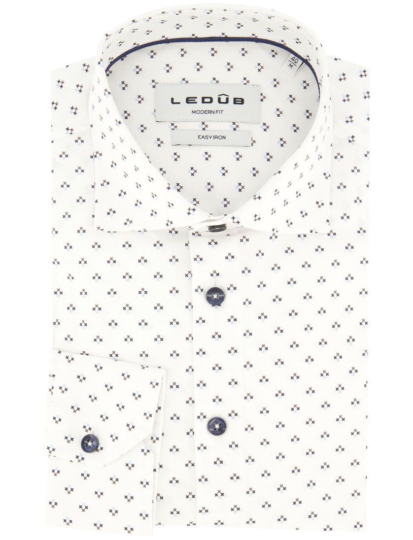 Mouwlengte 7 Ledub overhemd wit geprint