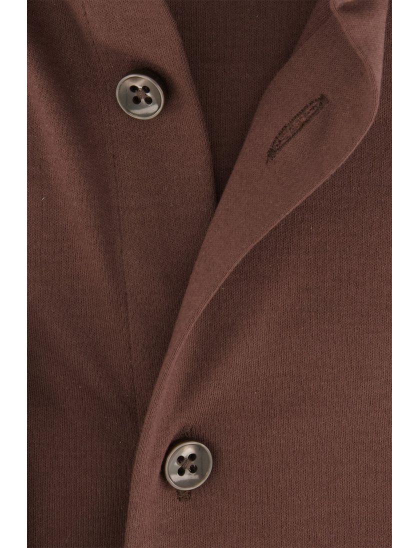Ledub overhemd mouwlengte 7 bruin effen katoen, stretch