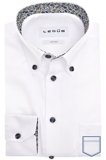 Ledub Ledub Modern Fit New overhemd mouwlengte 7 wit non iron