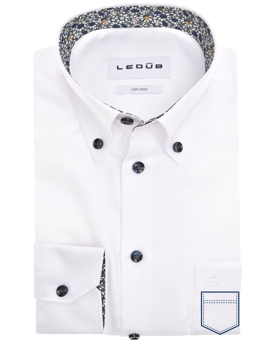 Ledub Modern Fit New overhemd mouwlengte 7 wit non iron