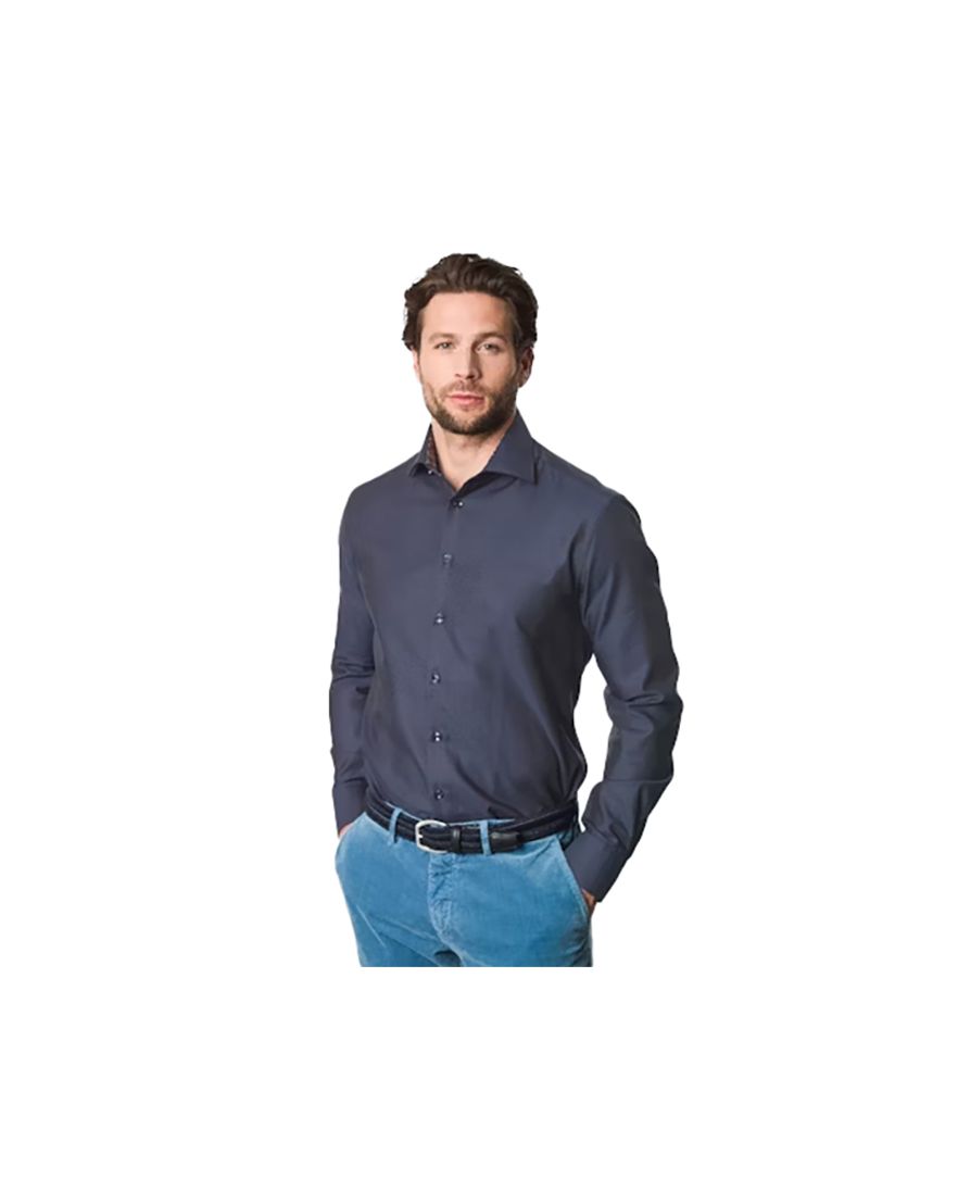 Ledub Modern Fit New overhemd mouwlengte 7 navy