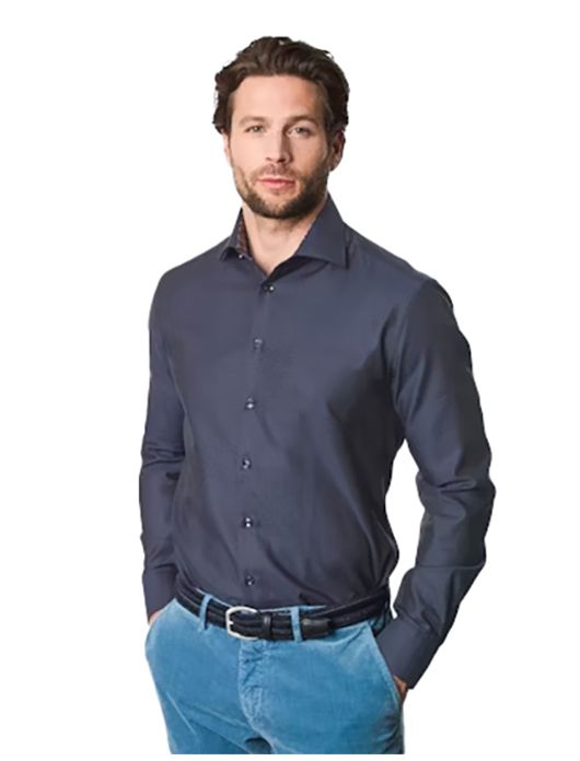 overhemd mouwlengte 7 donkerblauw Ledub Modern Fit New