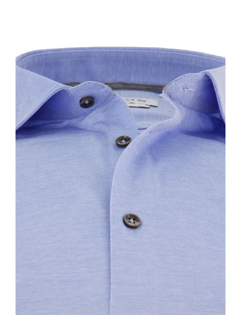Ledub Modern Fit overhemd ml 7 lichtblauw gemêleerd knitted