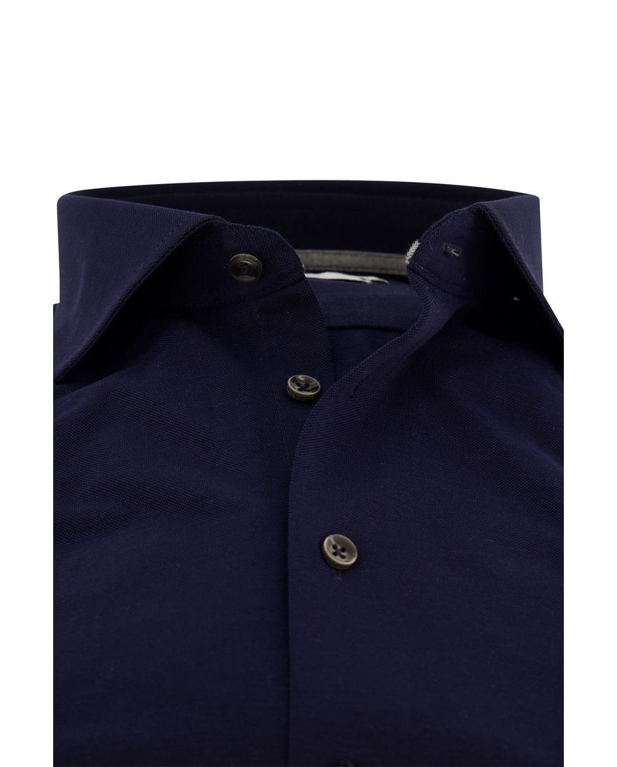 Ledub mouwlengte 7 overhemd Modern Fit donkerblauw knitted