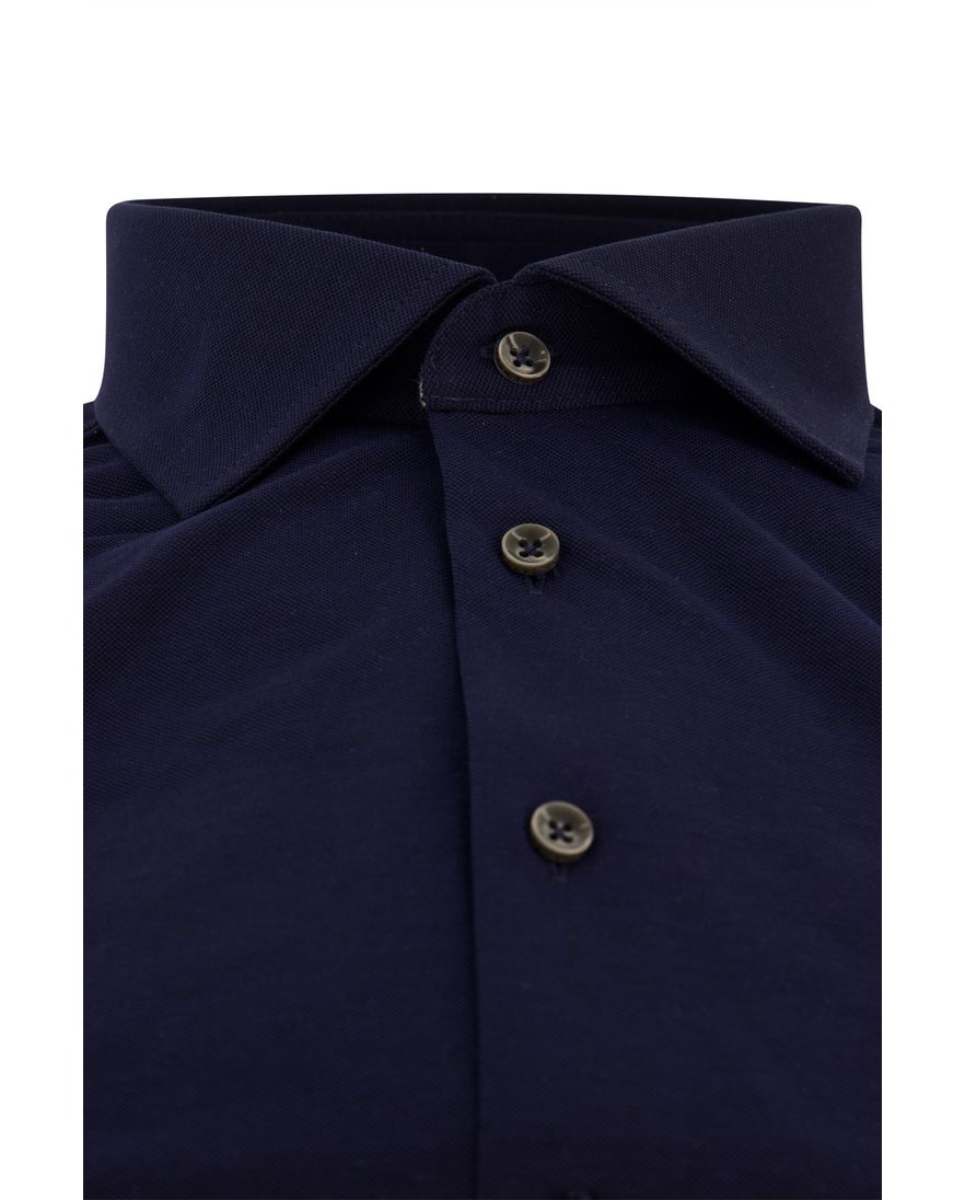 Ledub mouwlengte 7 overhemd Modern Fit donkerblauw knitted