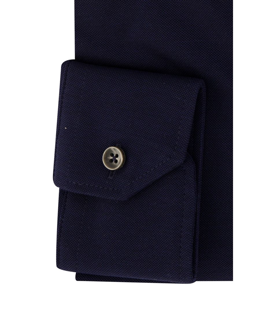 Ledub mouwlengte 7 overhemd Modern Fit donkerblauw knitted