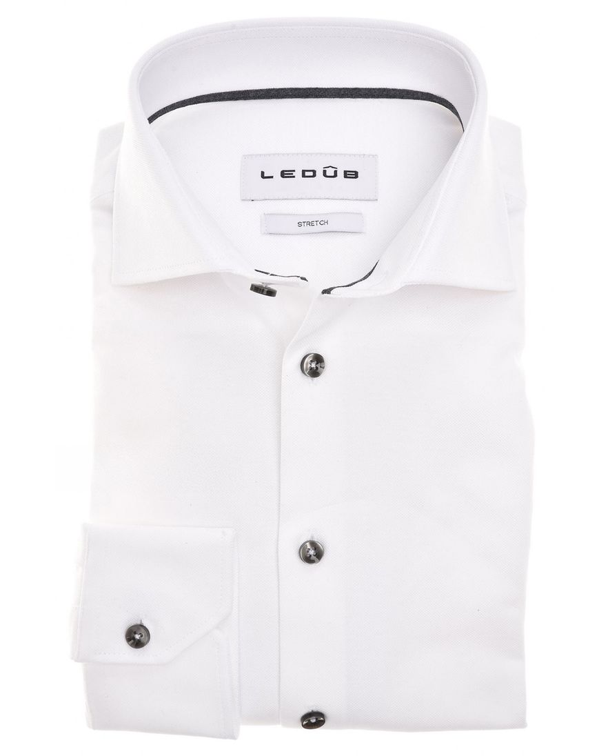 Ledub zakelijk overhemd mouwlengte 7 Modern Fit wit effen