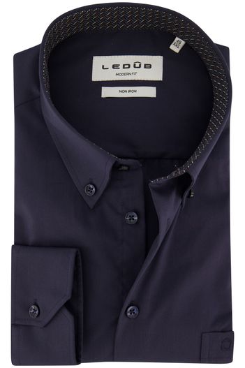 Ledub Strijkvrij Ledub Modern Fit overhemd donkerblauw
