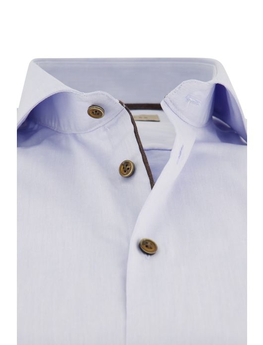 overhemd mouwlengte 7 John Miller lichtblauw effen katoen normale fit