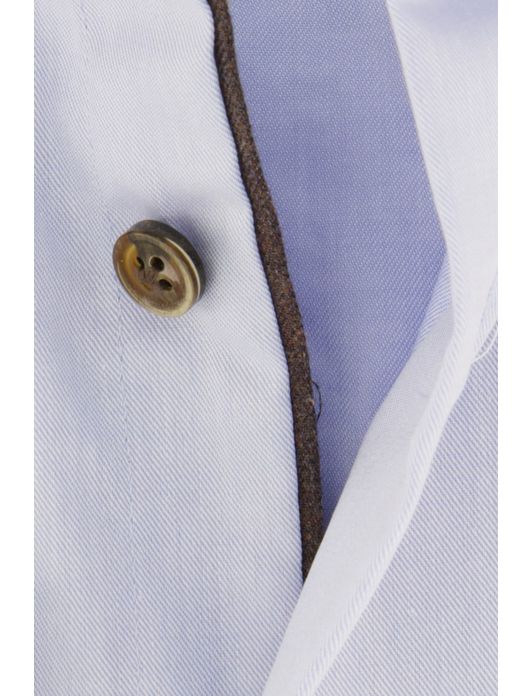 overhemd mouwlengte 7 John Miller lichtblauw effen katoen normale fit