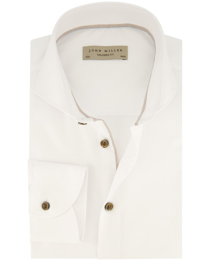 John Miller overhemd mouwlengte 7 Tailored Fit wit effen