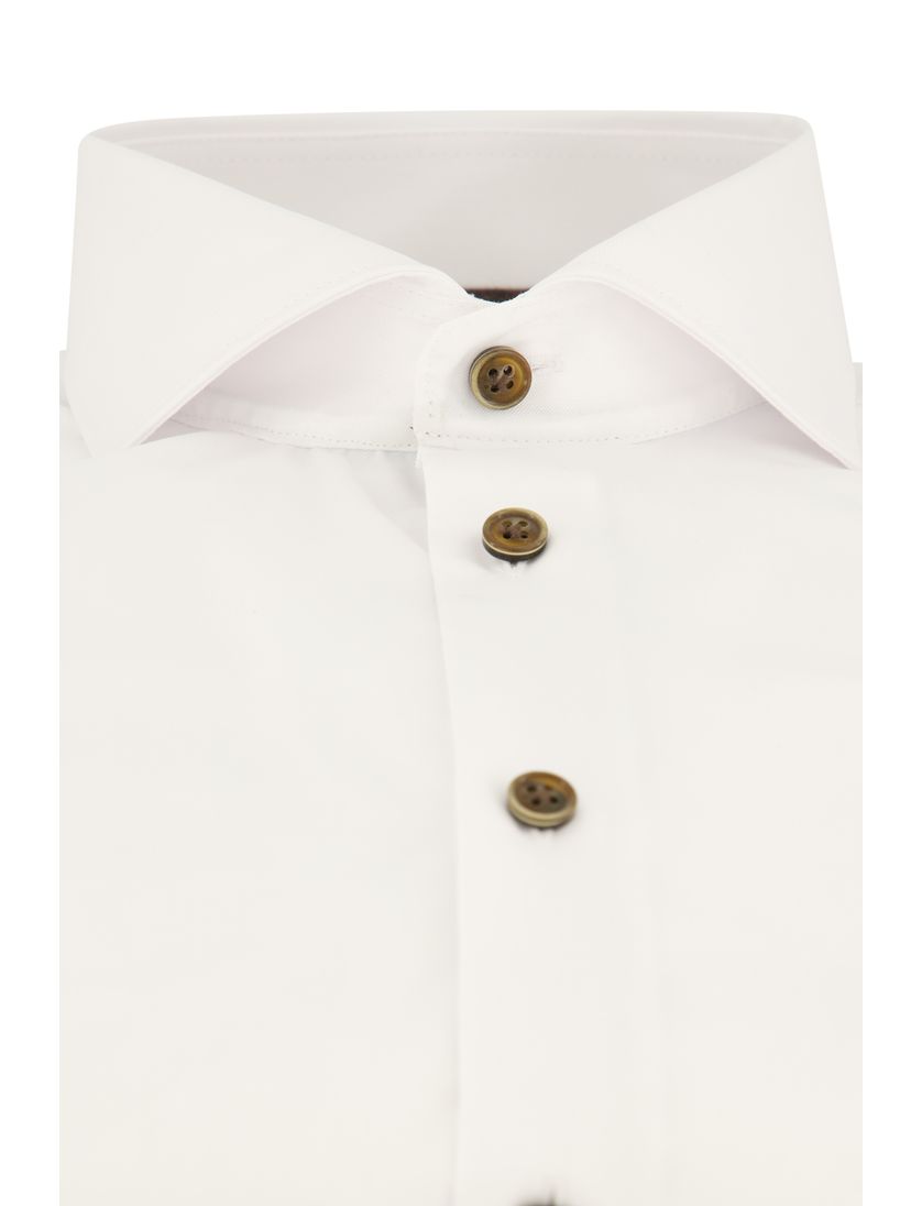 katoenen John Miller overhemd mouwlengte 7 wit normale fit