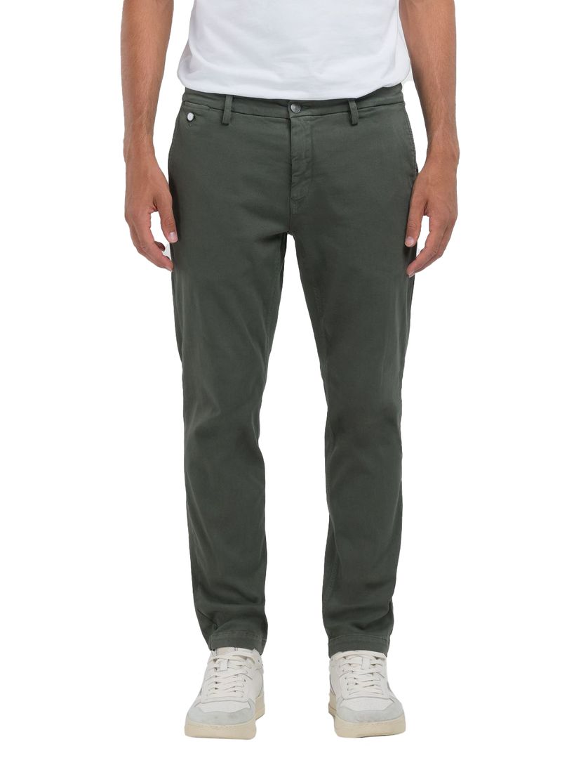 katoenen Replay chino effen groen Benni Regular Fit