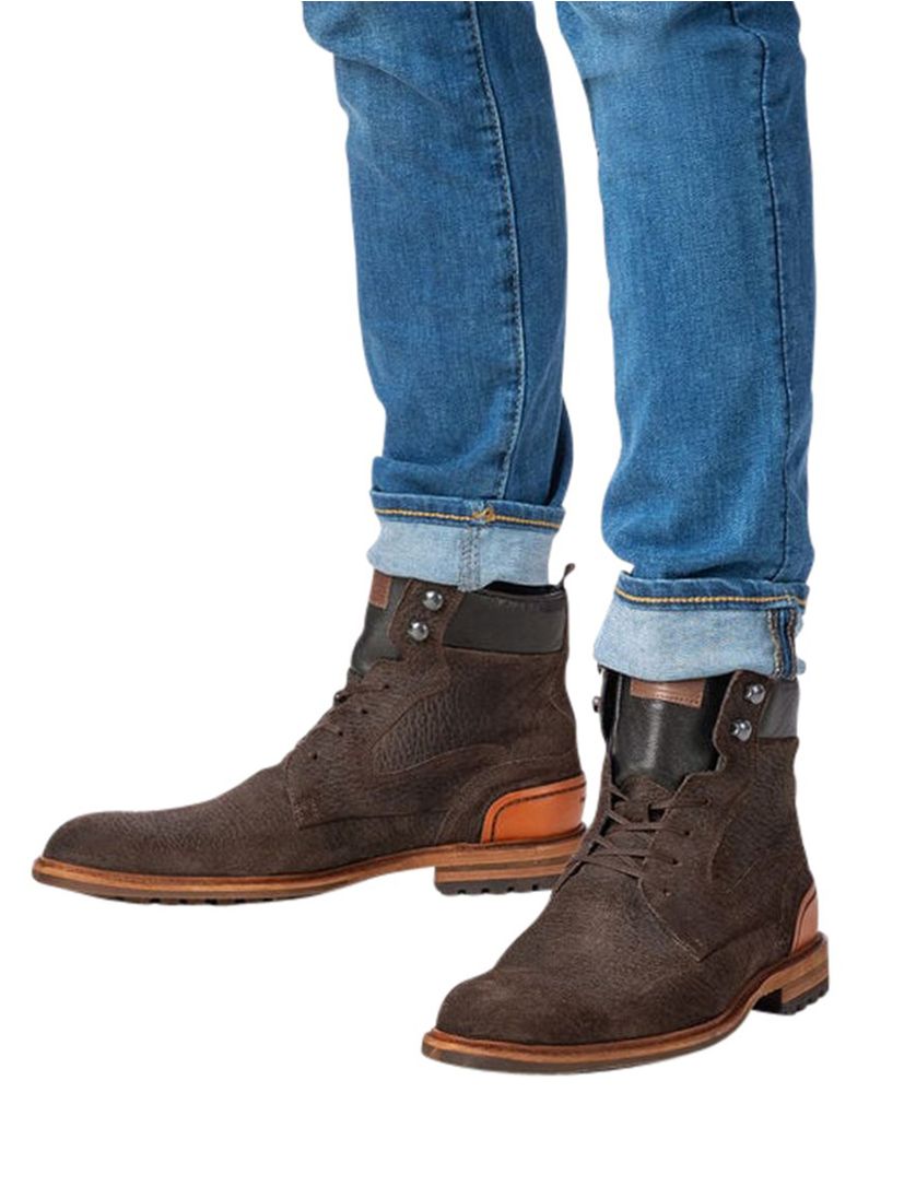 Floris van Bommel boots effen leer bruin