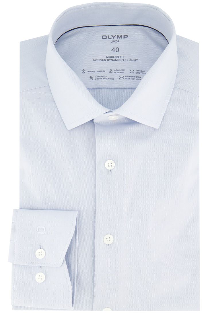 Modern fit Olymp Luxor lichtblauw katoen mouwlengte 7