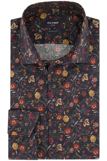 Olymp Olymp Luxor overhemd zwart geprint Modern fit