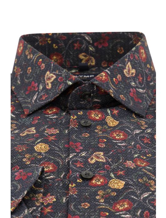 Olymp Luxor overhemd zwart geprint Modern fit