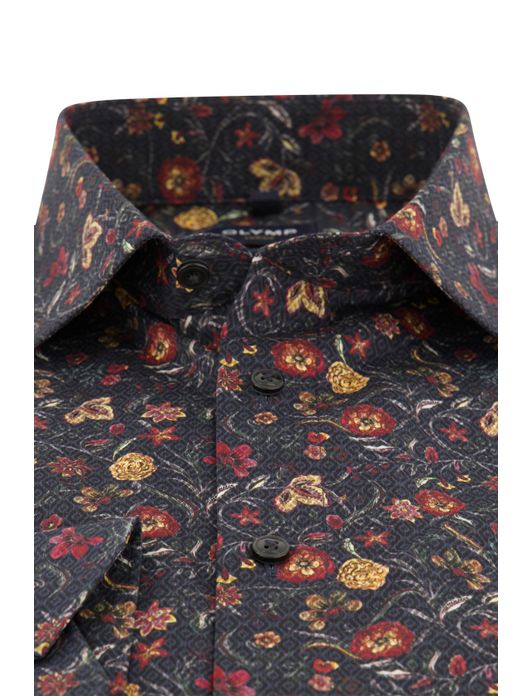 Olymp Luxor overhemd zwart geprint Modern fit