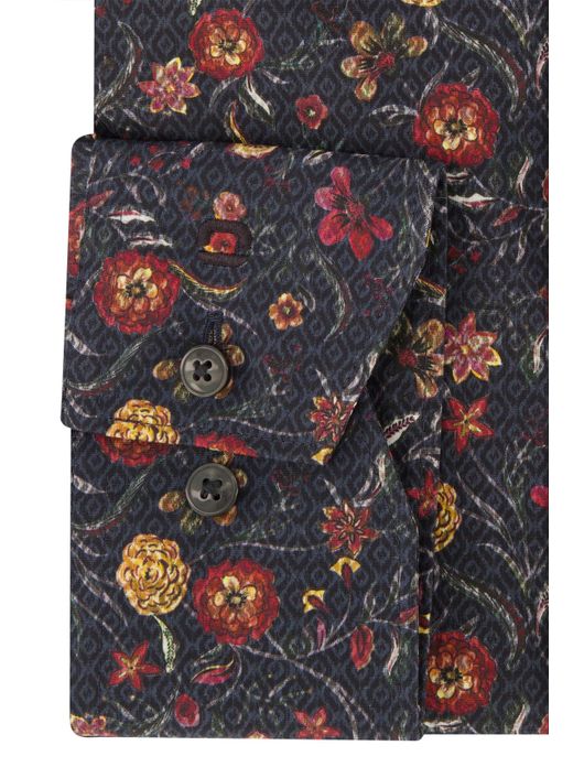 Olymp Luxor overhemd zwart geprint Modern fit